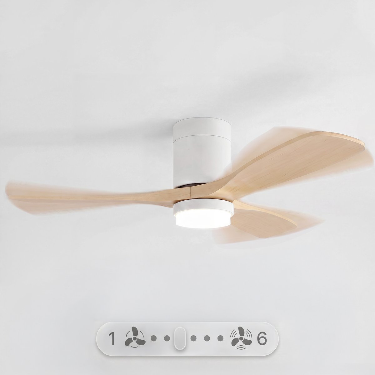 Sweiss FLOW22 - Ventilateur de plafond avec LED, 6 vitesses, Bois clair bois clair, SWEISS