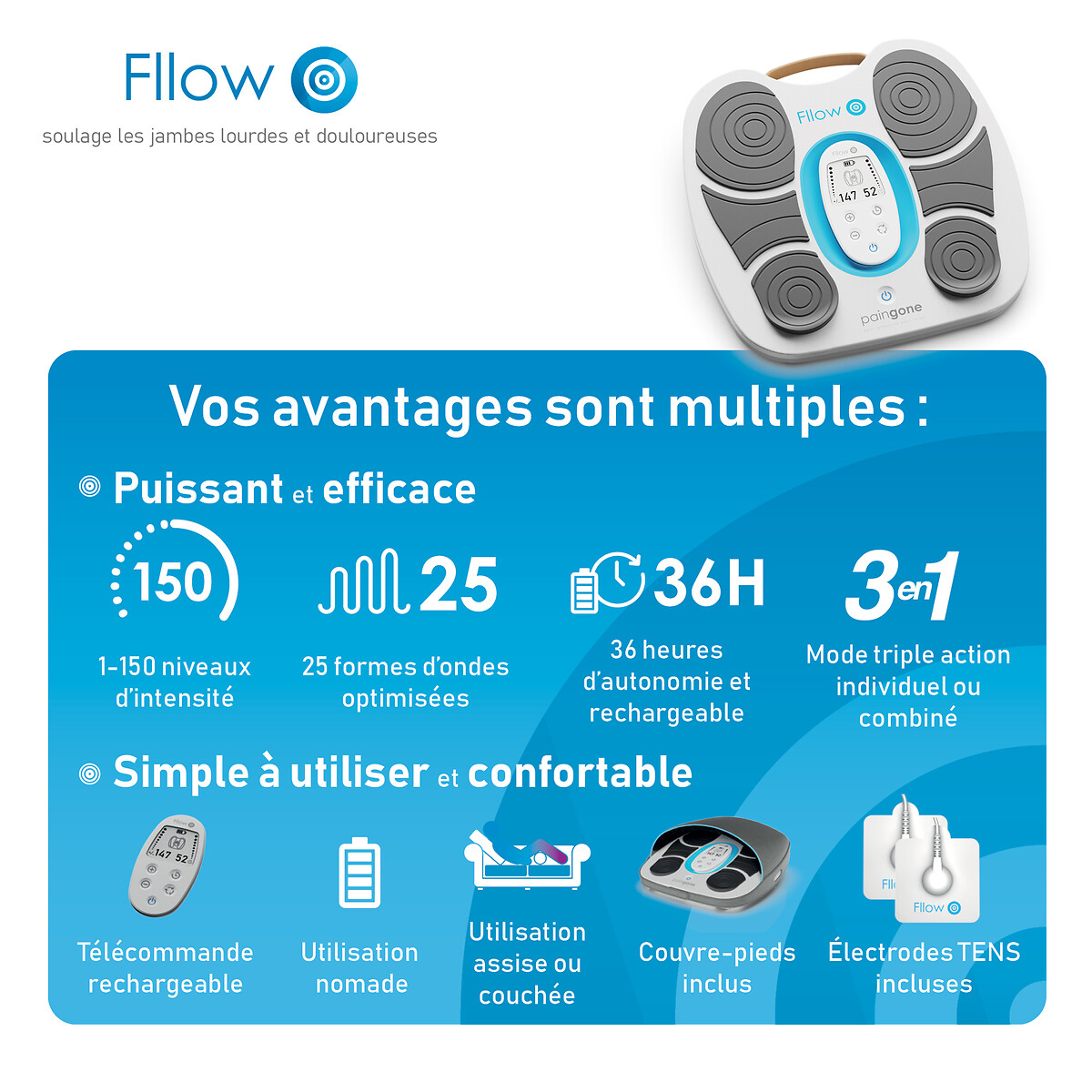 Stimulateur circulatoire Fllow blanc, PAINGONE