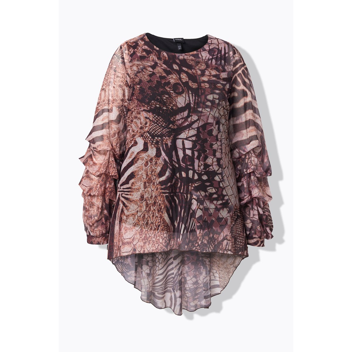 T-shirt en mesh à imprimé animal champagne clair, ULLA POPKEN