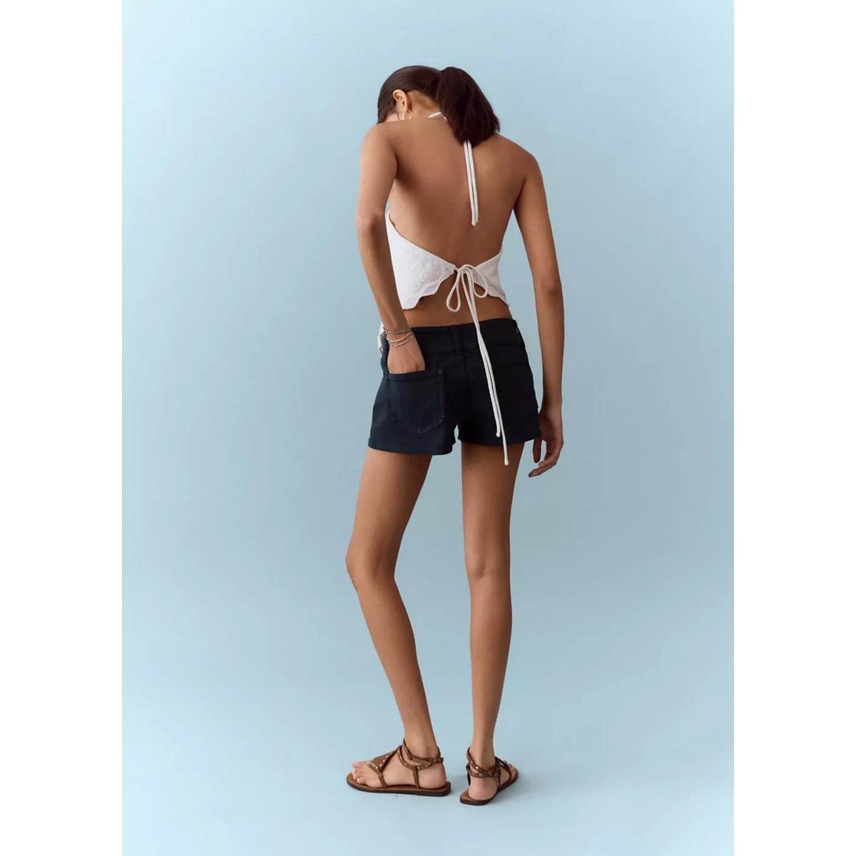 Mini short taille basse bleu marine, MANGO TEEN