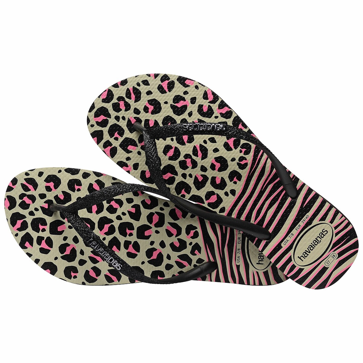 Tongs Slim Animals Mix beige/noir, HAVAIANAS