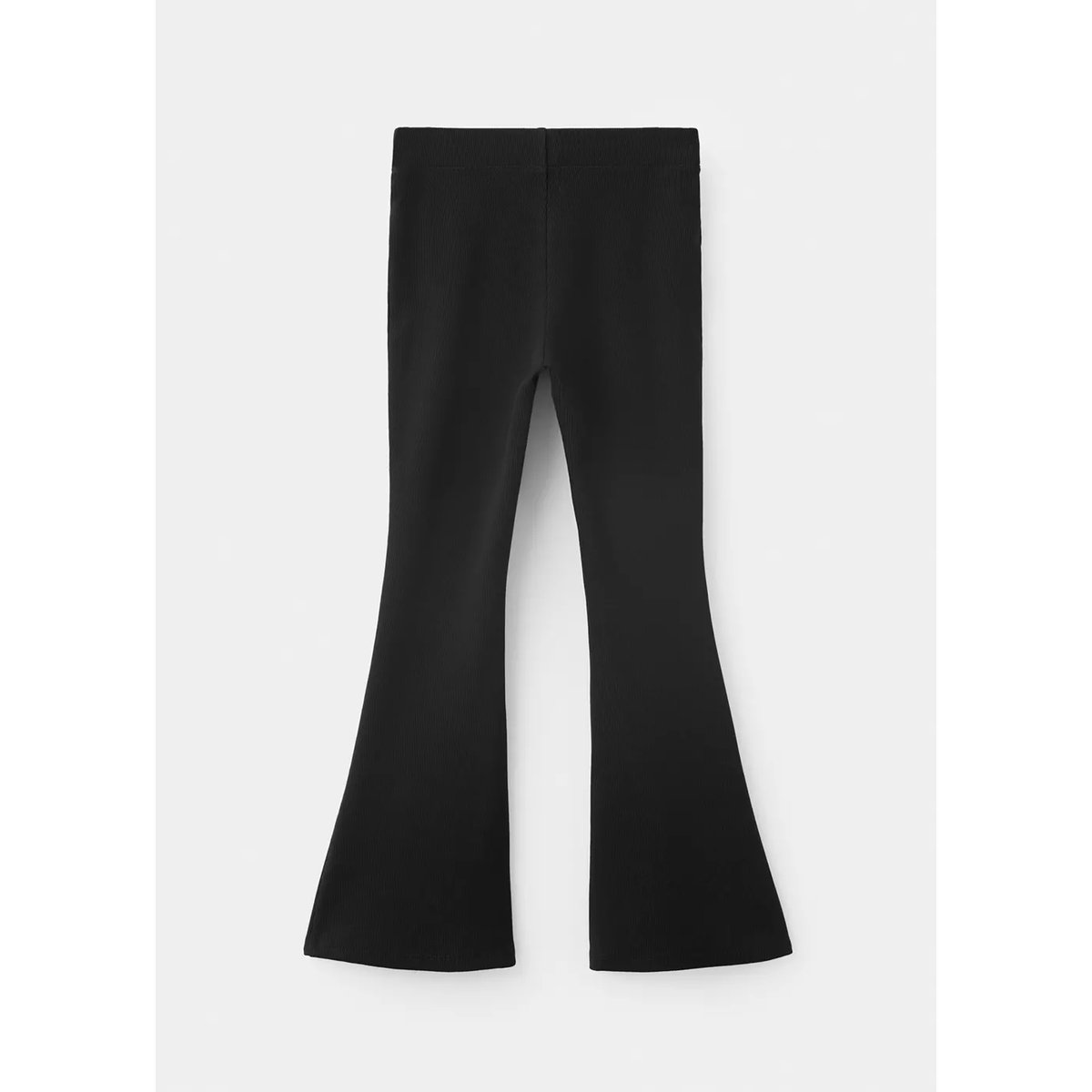 Pantalon flare en maille côtelée noir, MANGO KIDS
