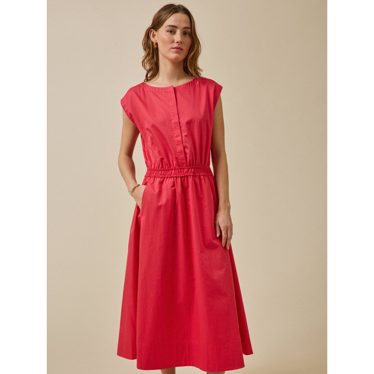 Robe longue cérémonie popeline satinée rose moyen, CYRILLUS