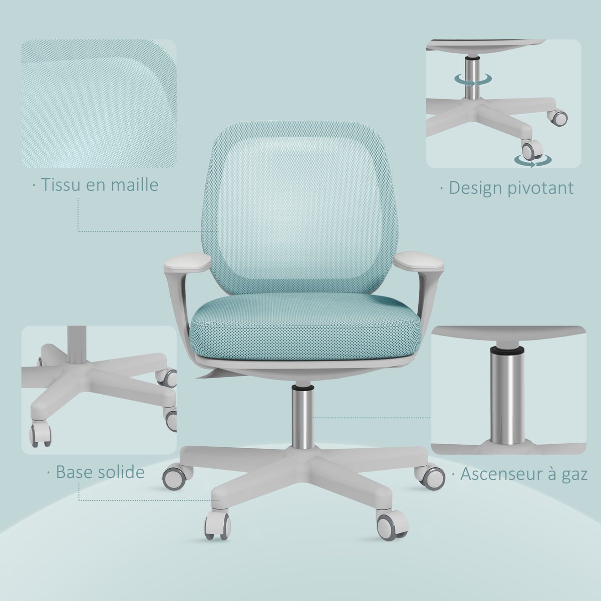 Chaise de bureau Tissu en maille (100% vert, HOMCOM