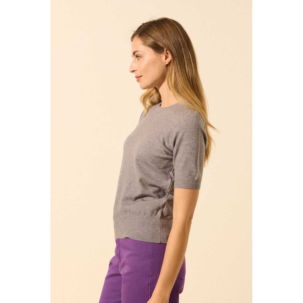 Pull manches courtes DINO gris souris, BENOA