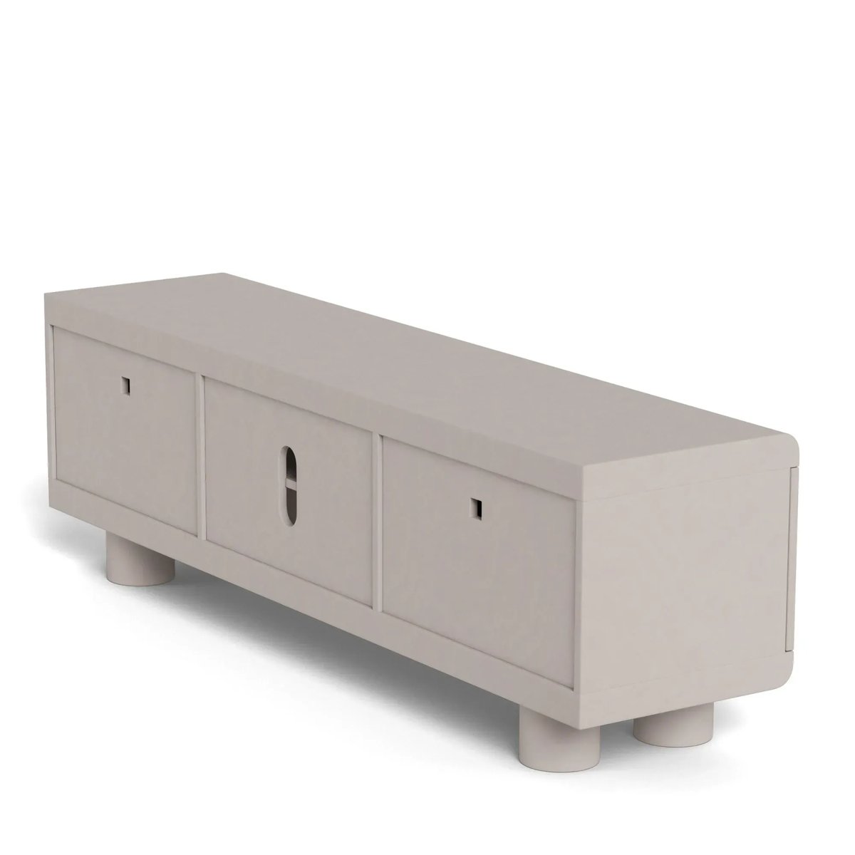 Meuble TV bas design 2 portes 2 niches gris L160 - MAGDA gris, HELLIN, DEPUIS 1862