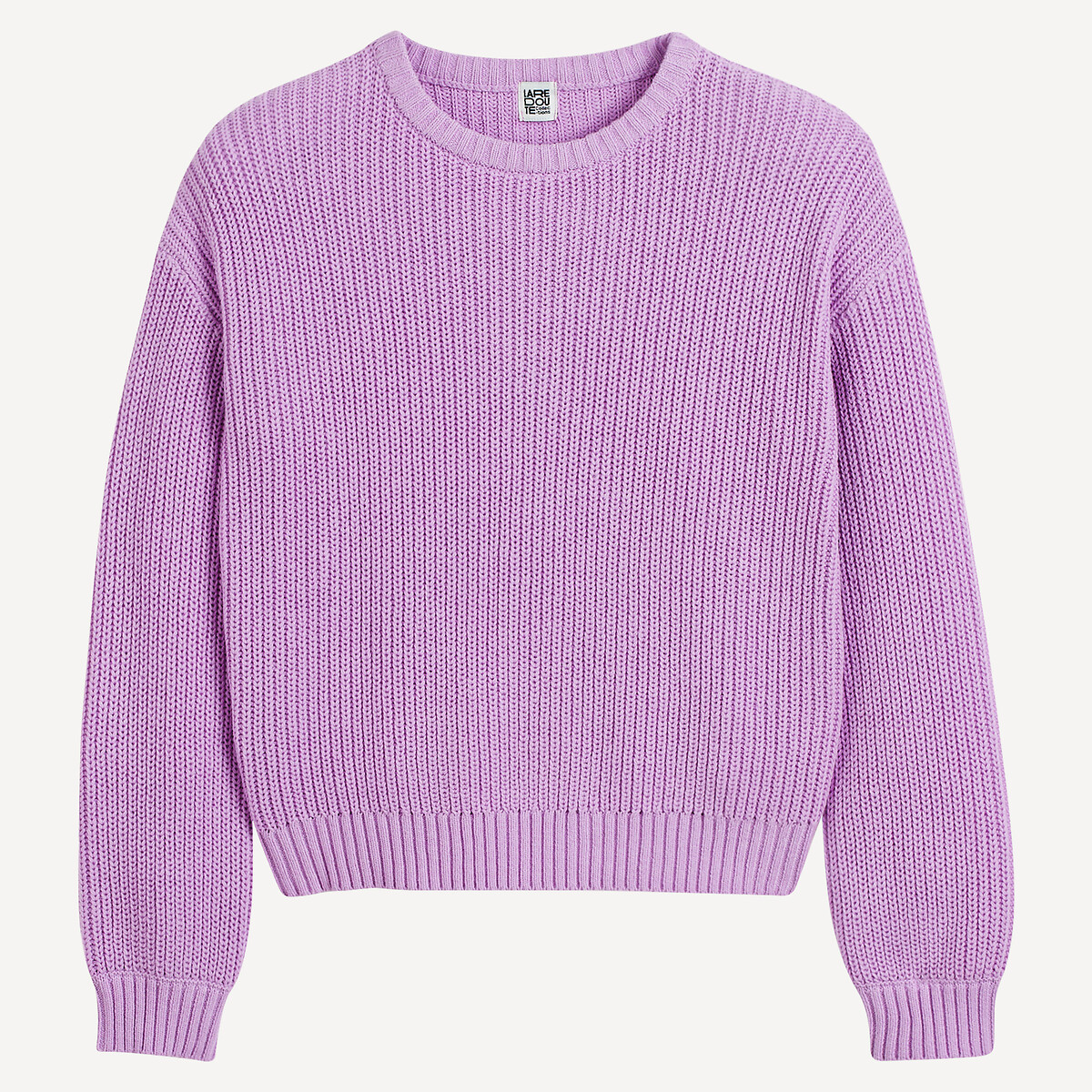 Chunky Knit Jumper with Crew Neck mauve, LA REDOUTE COLLECTIONS