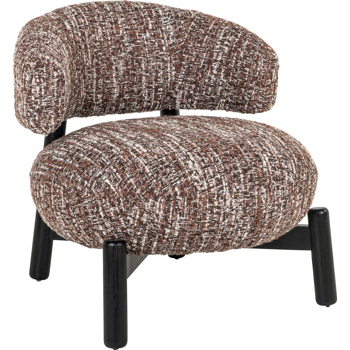 Fauteuil lounge en tissu, Forme organique noisette chiné marron blanc, RECOLLECTION