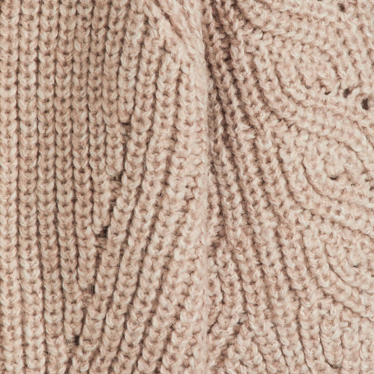 Pull col rond en grosse maille beige, LA REDOUTE COLLECTIONS