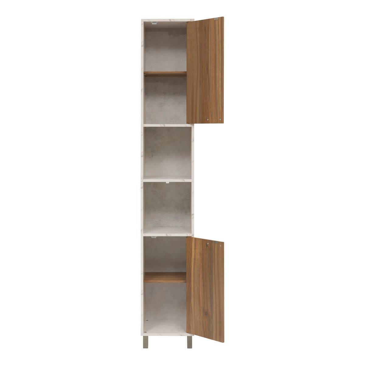 Colonne de rangement 2 portes effet marbre COME marron, 5FIVE SIMPLY SMART