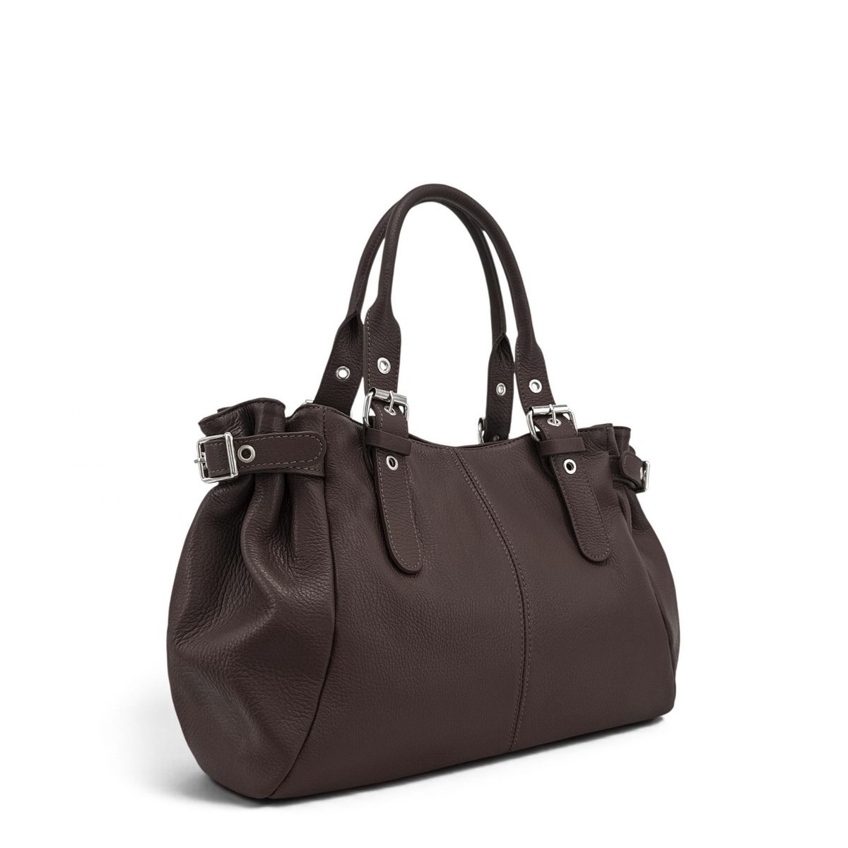 Sac bowling en cuir grainé URBAN PRINCESS SILVER chocolat, OH MY BAG