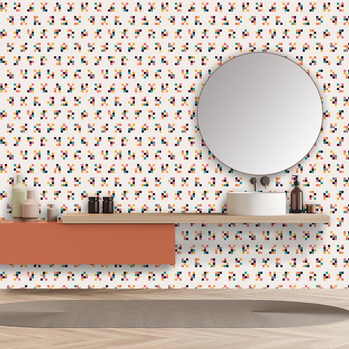 Papier peint pixel géométrique intissé, HEXOA