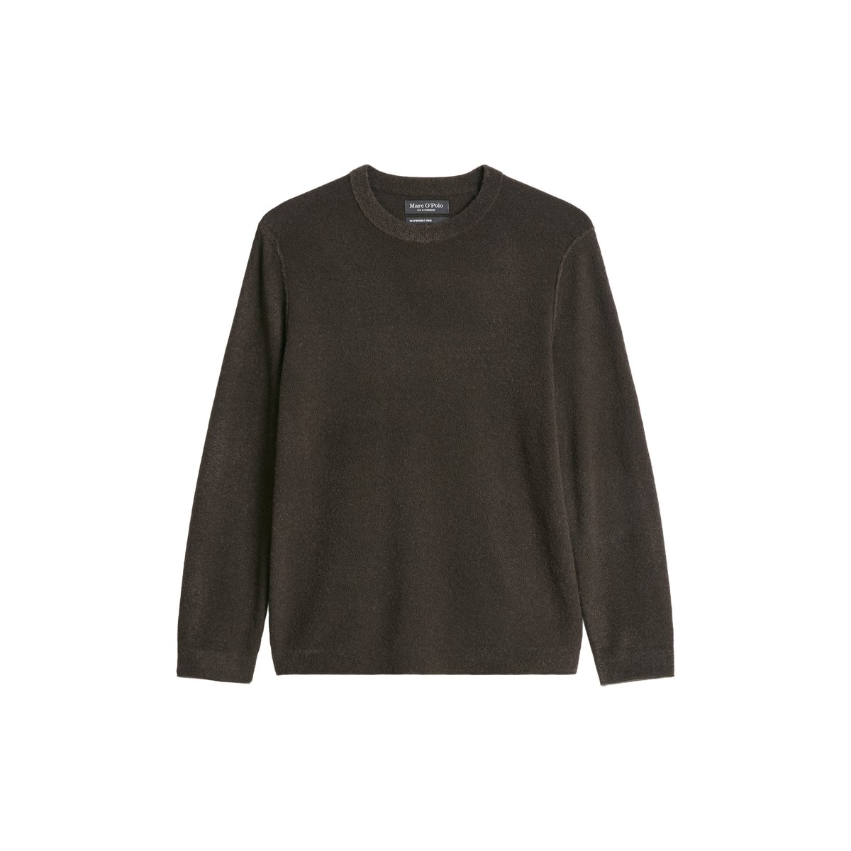 Pull bouclé coupe classique en mélange de laine vierge douce brun foncé, MARC O'POLO