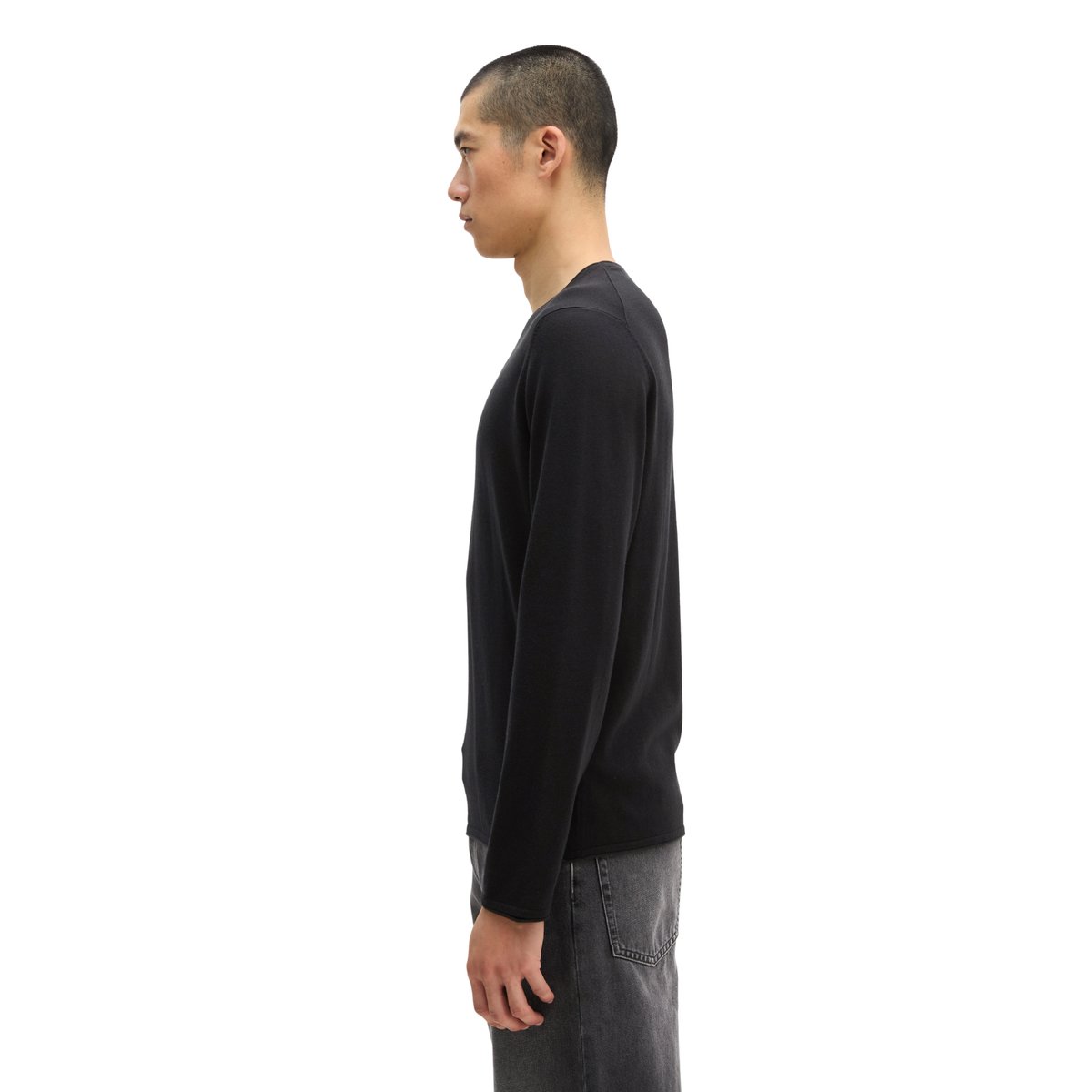 Pull-over regular en mélange de coton et de cachemire bio noir, MARC O'POLO