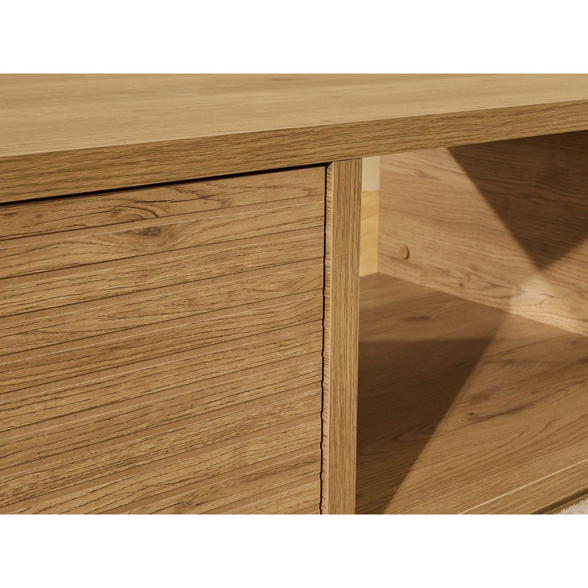Table basse rectangulaire en panneaux de particules, FERRET marron foncé, BOBOCHIC