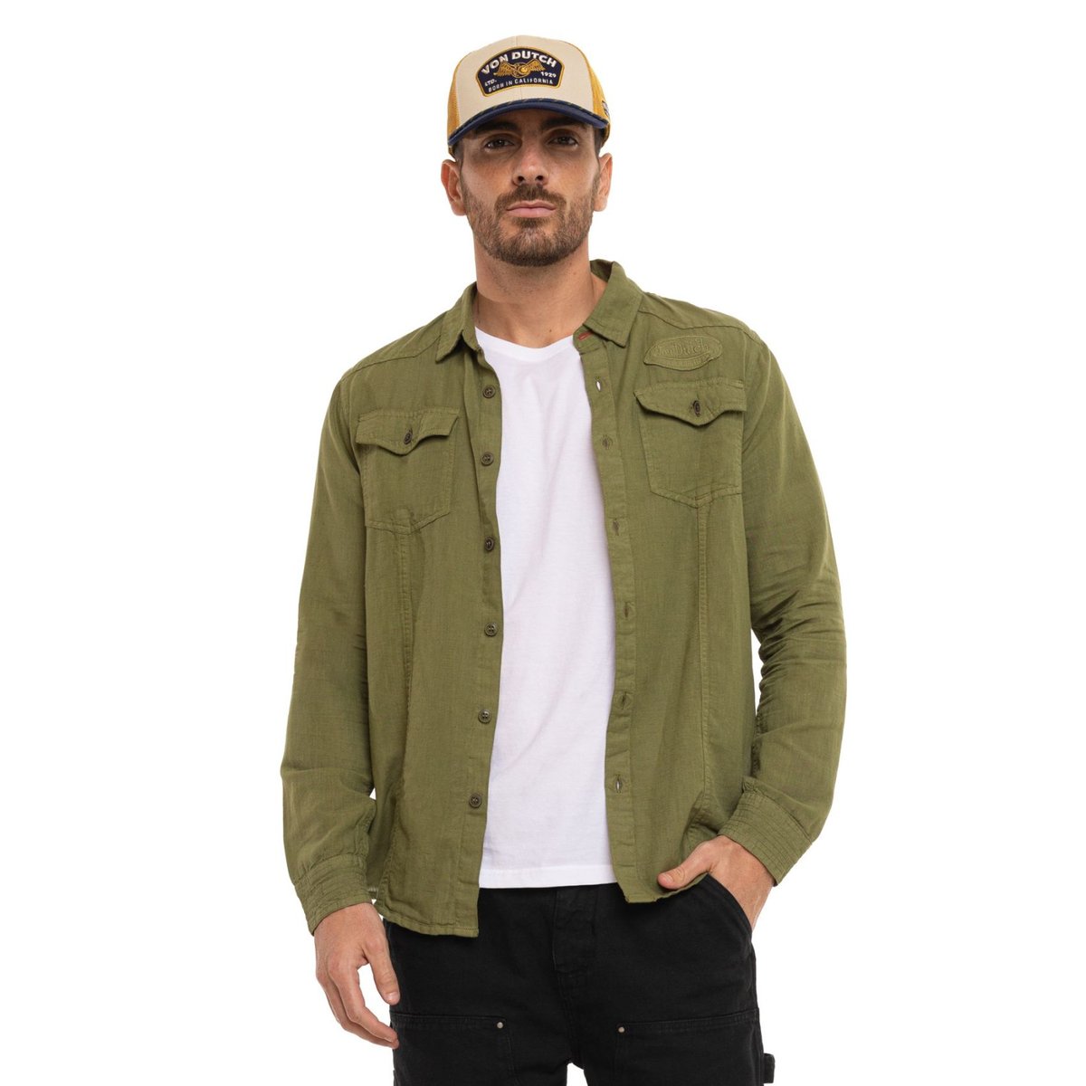 Chemise lin LINO kaki, VON DUTCH