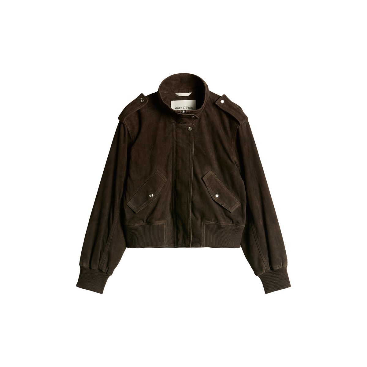 Blouson en cuir coupe classique en cuir de chèvre velours marron, MARC O'POLO