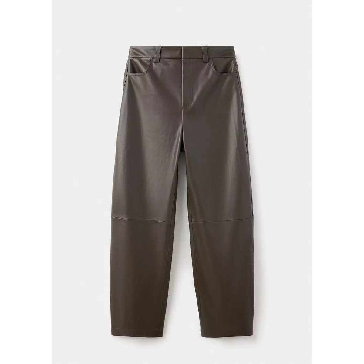 Pantalon ballon effet cuir chocolat, MANGO