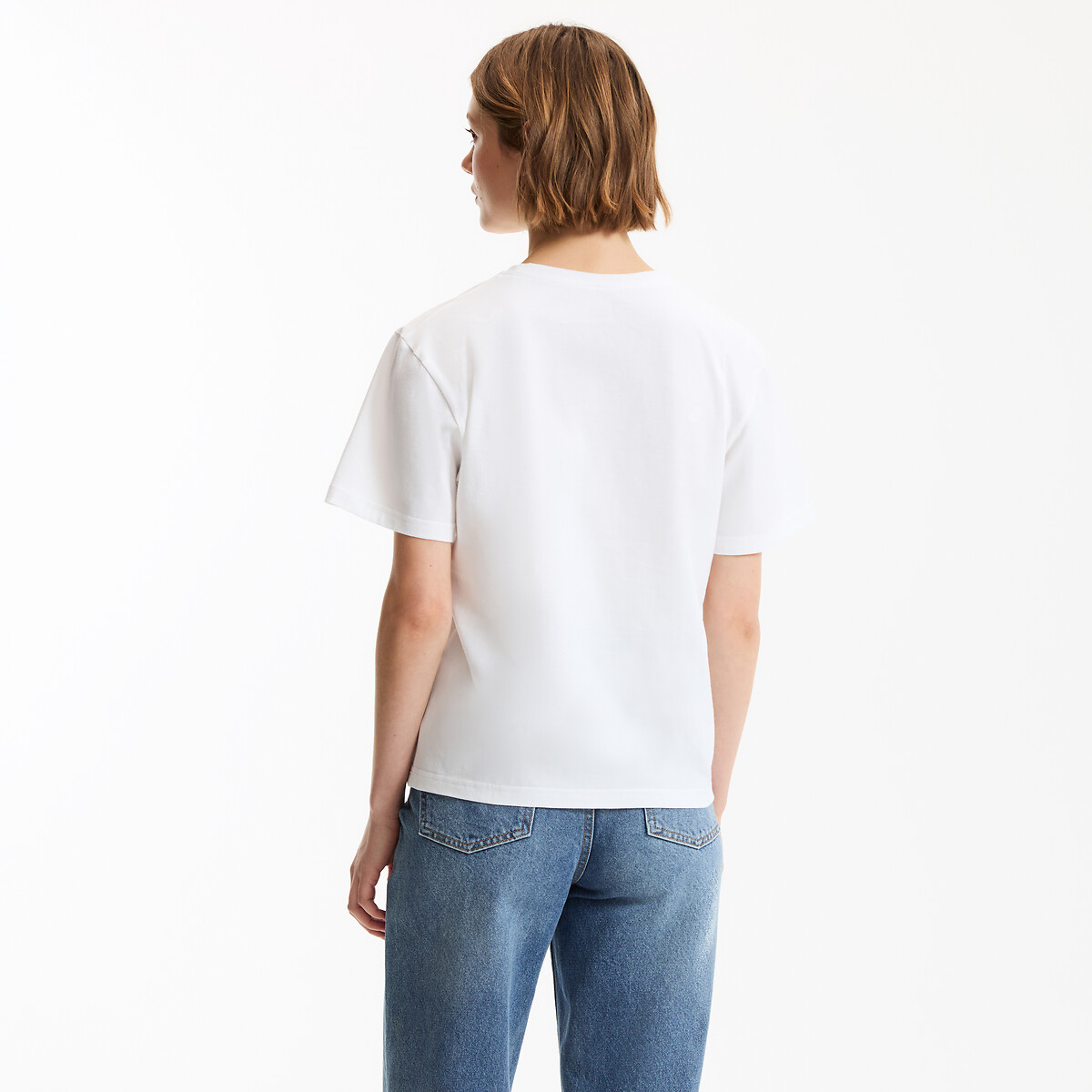 T-shirt, col rond, manches courtes, imprimé graphique blanc, CHARLES DE VILMORIN X LA REDOUTE