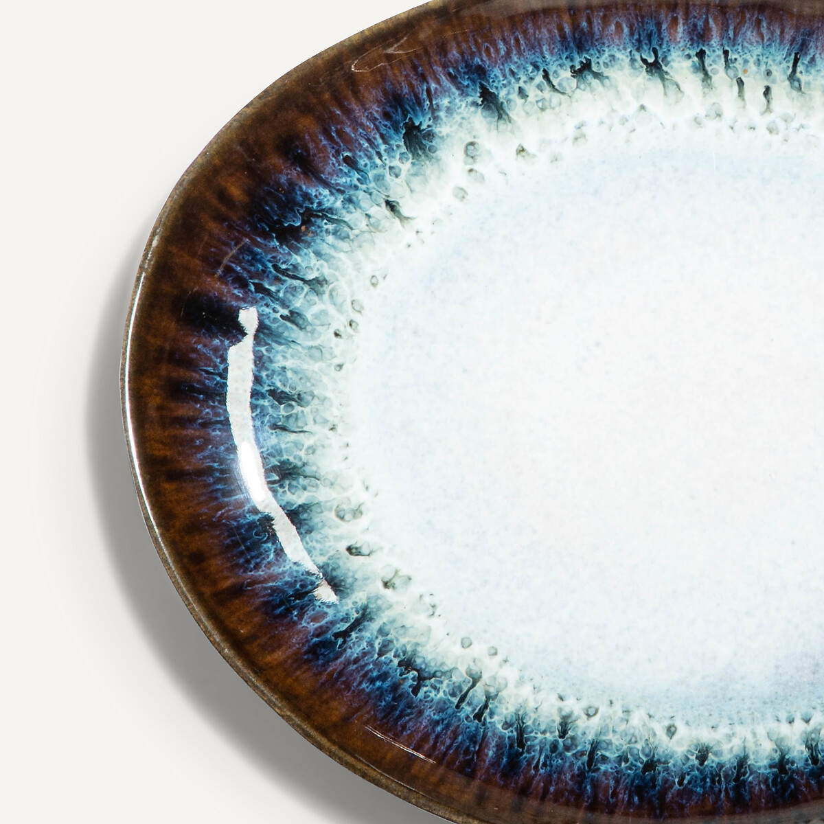 Lot de 4 assiettes plates en grès Mytili blanc/bleu nuit, AM.PM
