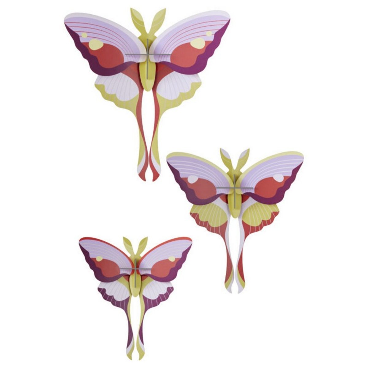Papillons comète décoration Lilac Comet Butterflies set de 3 prune, STUDIO ROOF