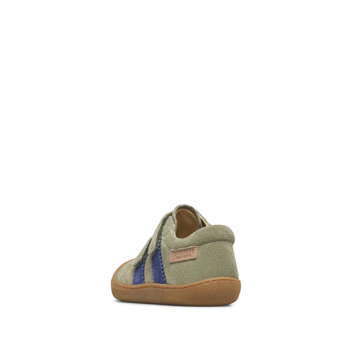 Chaussures premiers pas en suède BAREFOOT BISY VL vert olive-bleu, NATURINO
