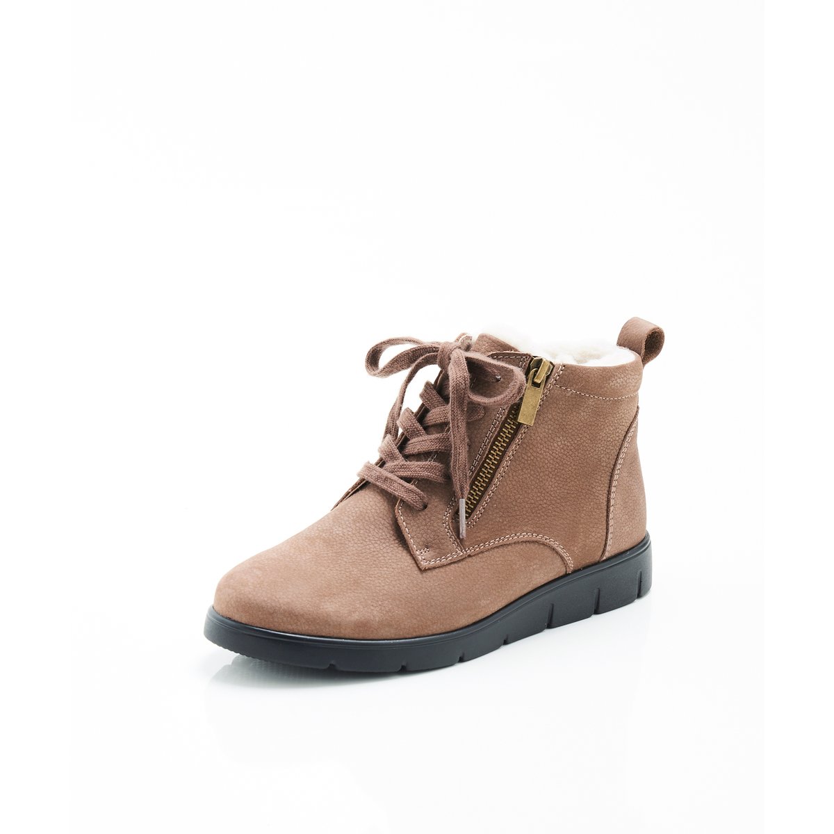 Bottillons zippés à lacets Thermolactyl marron taupe, DAMART
