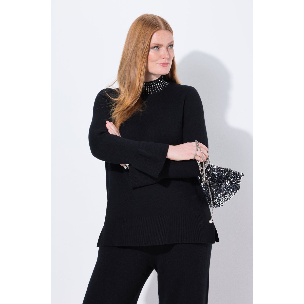 Pull à col montant et manches longues noir, ULLA POPKEN