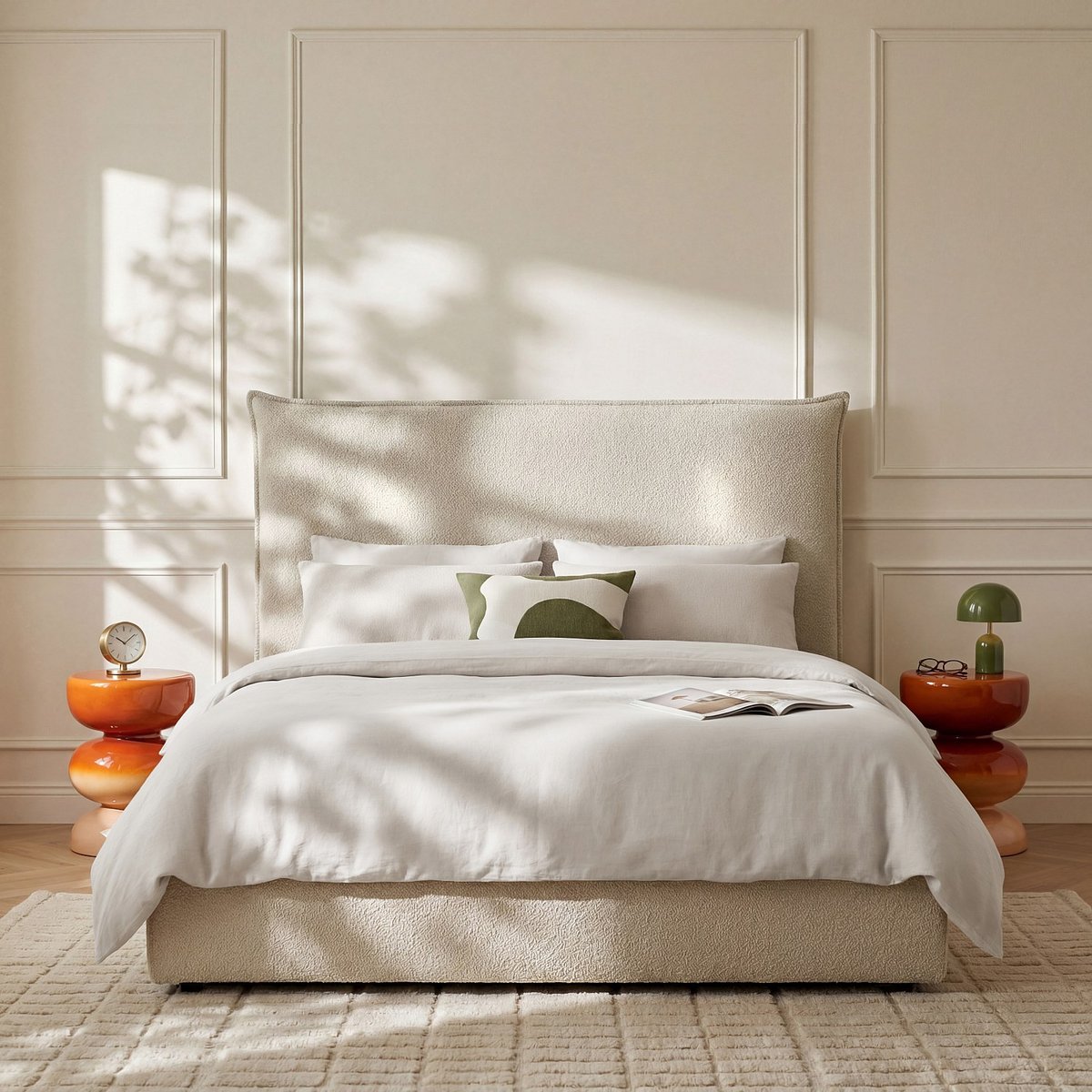 Tête de lit en tissu bouclette JUPITER ll beige, HABITAT