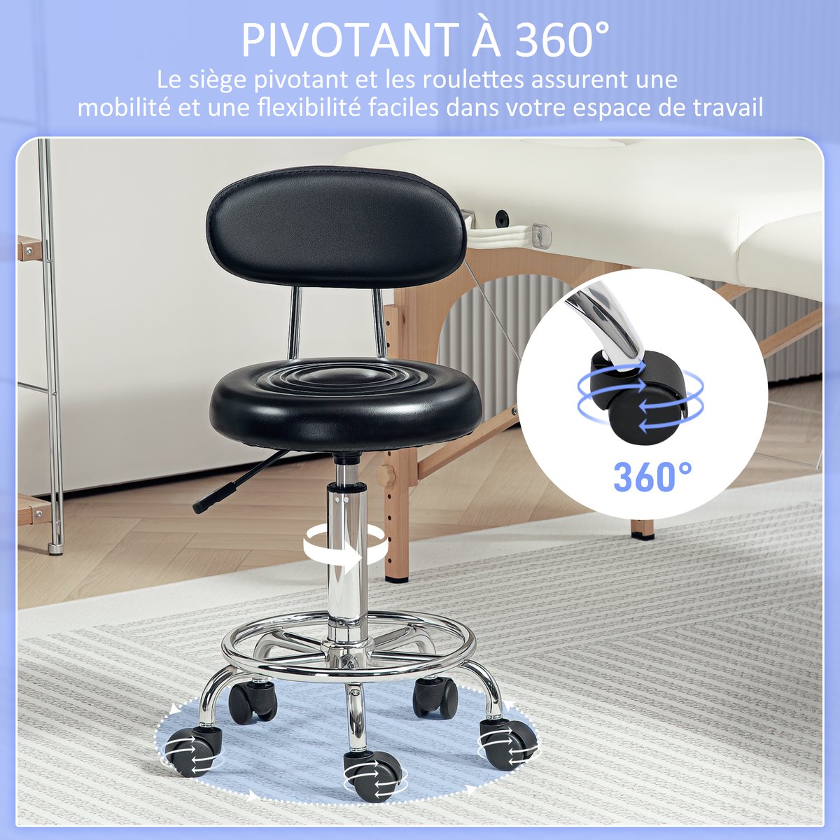 Tabouret de salon Acier Noir noir, HOMCOM