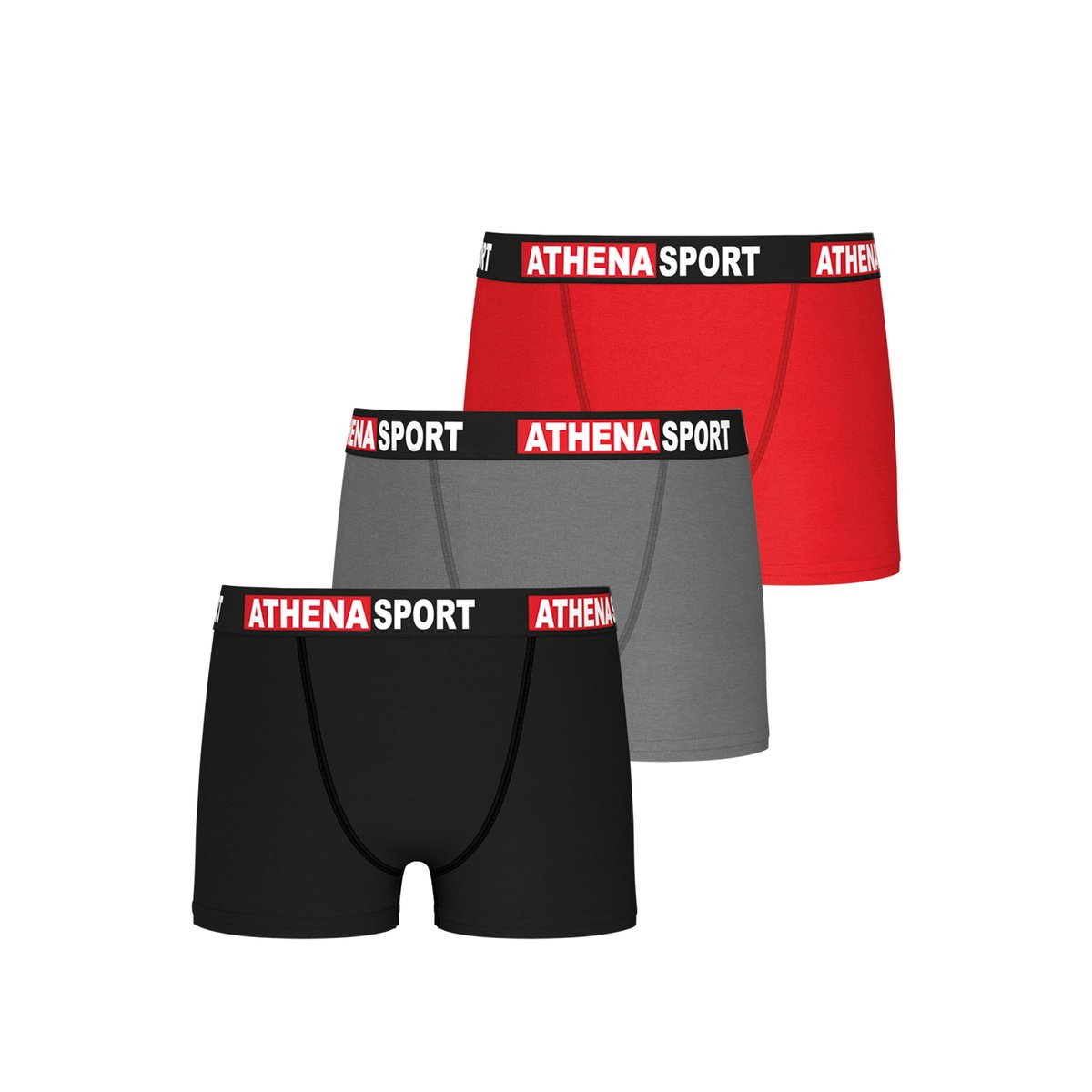 Boxers, lot de 3, DAILY SPORT COTON noir-rouge, ATHENA