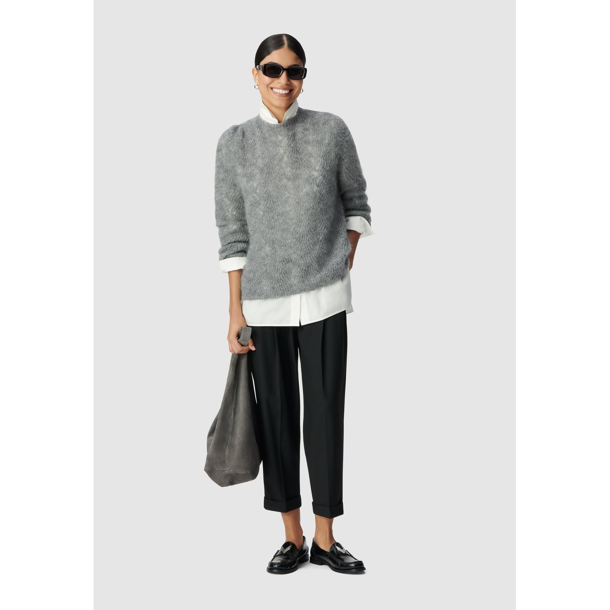 Pantalon à revers cropped noir, IKKS