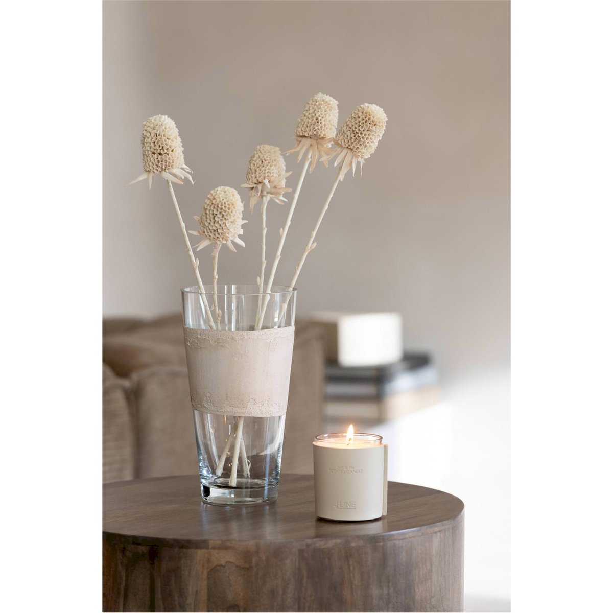Vase en verre soufflé transparent et beige, RECOLLECTION