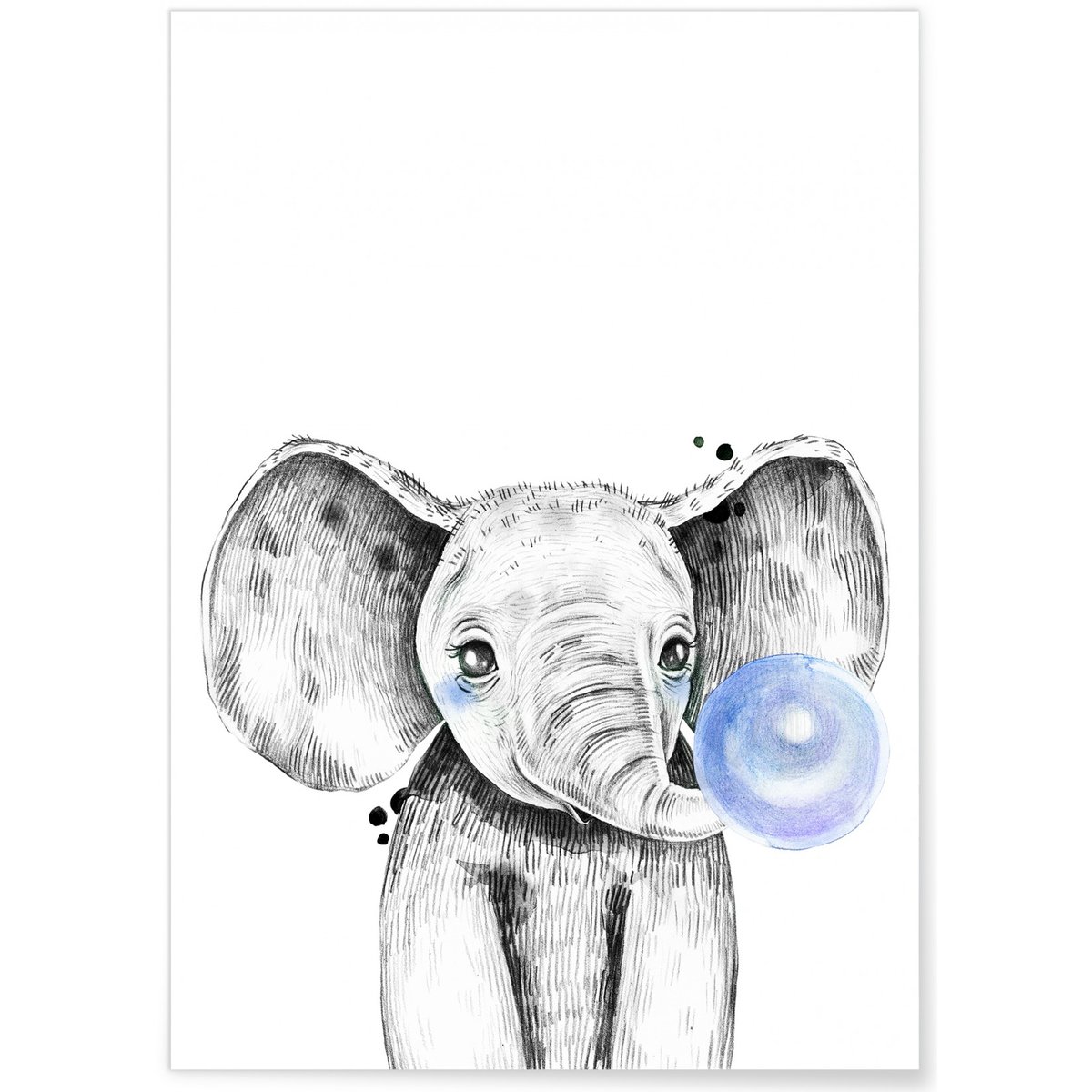 Affiche Bulle d'Éléphant Bleue blanc, L'AFFICHERIE