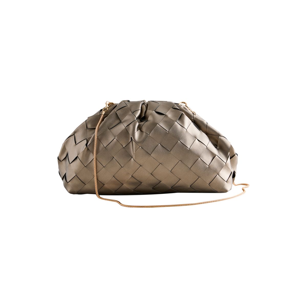 Pochette oversize tissée à pression bronze, NEXT