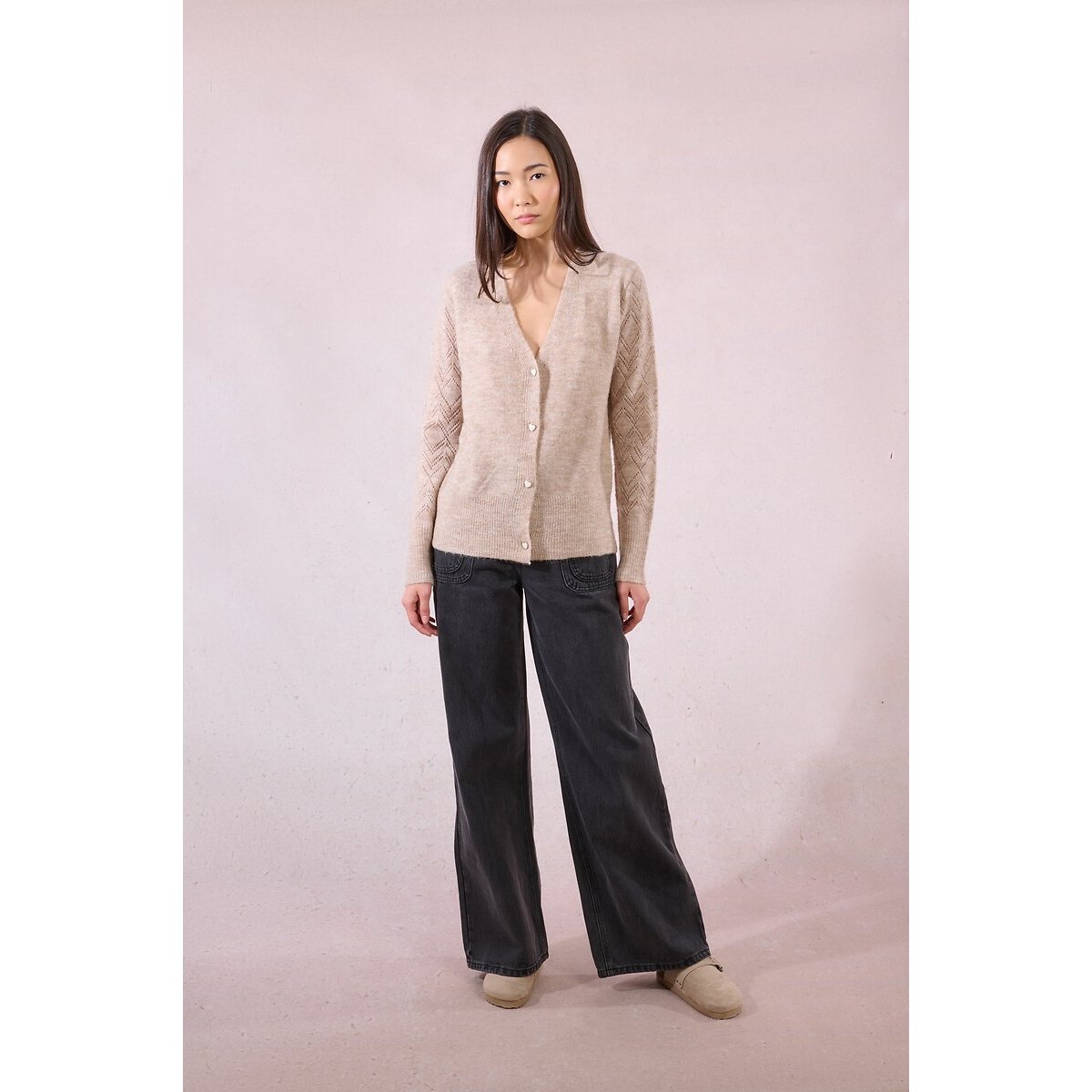 Openwork Cardigan beige, MOLLY BRACKEN