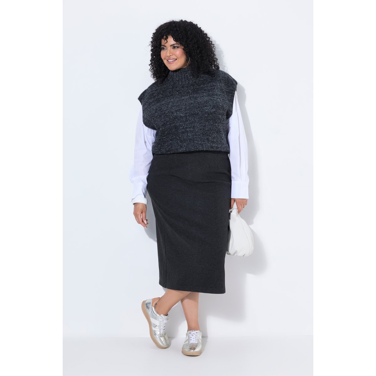 Jupe longue chiné anthracite, ULLA POPKEN