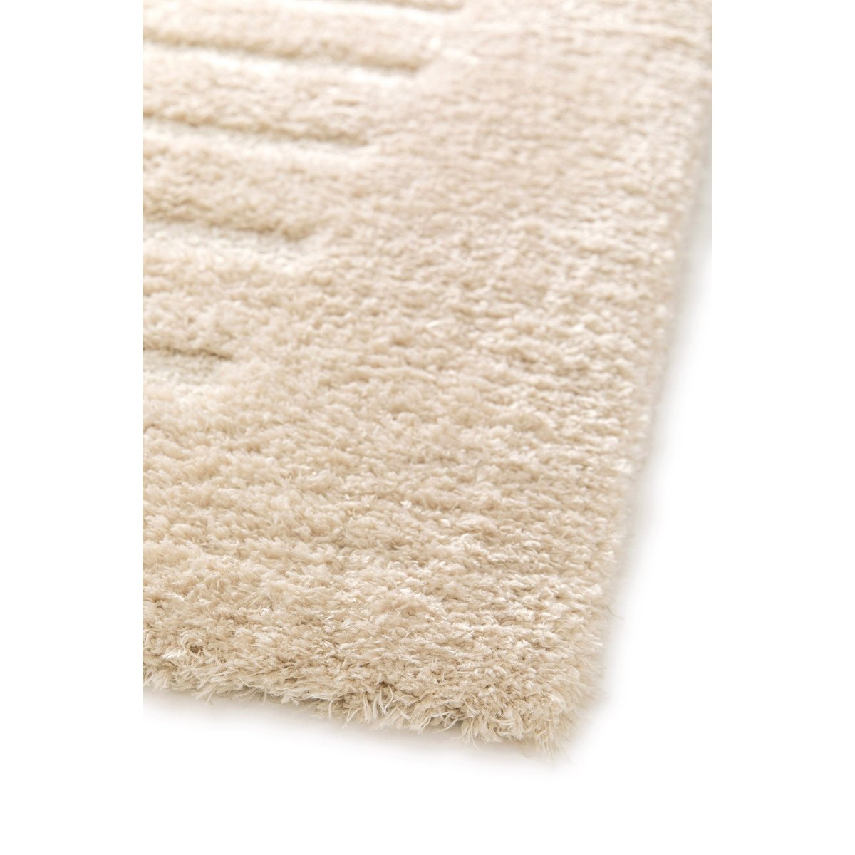 Tapis doux et épais en polyester recyclé effet relief PASSAGE beige sable, AFK LIVING