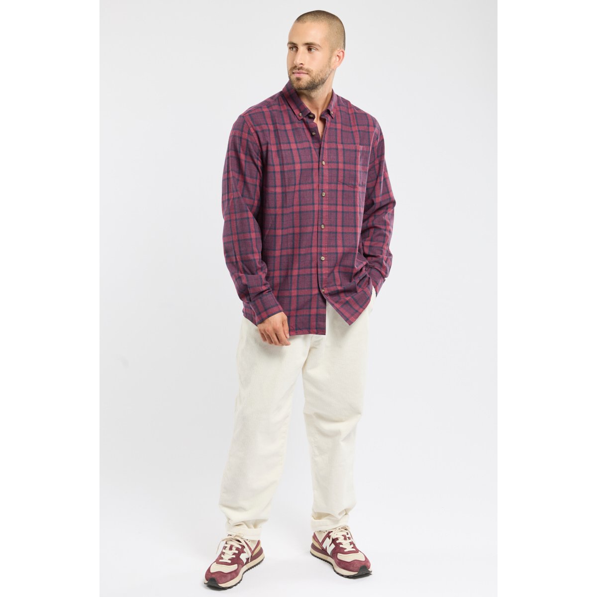 Chemise à carreaux en coton ECTOR violet, BERMUDES