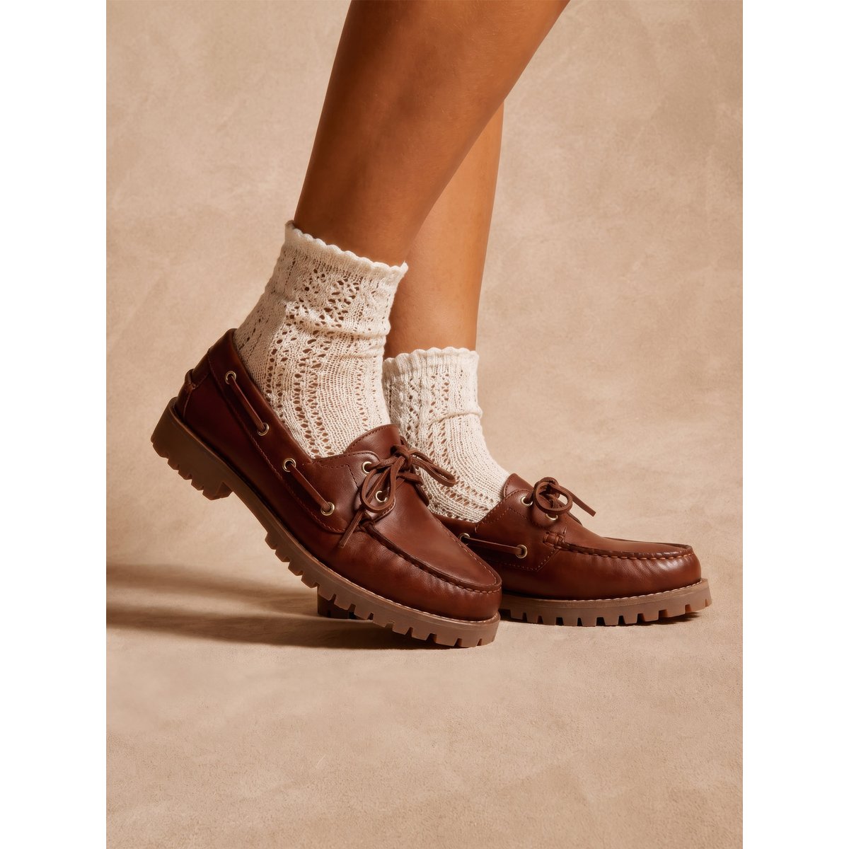 Chaussures bateau femme marron, PEDICONFORT