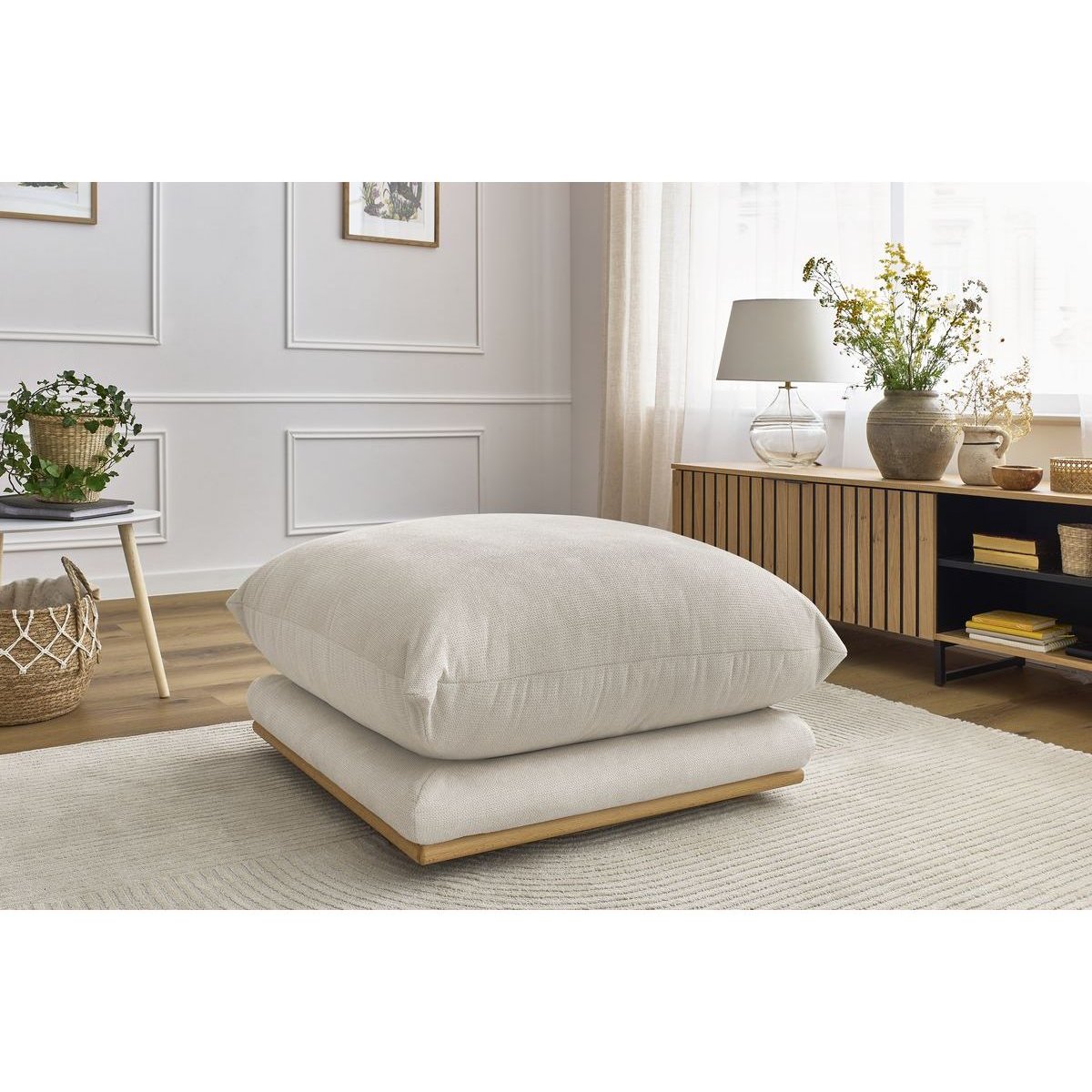 Pouf tissu, ERNEST beige, BOBOCHIC