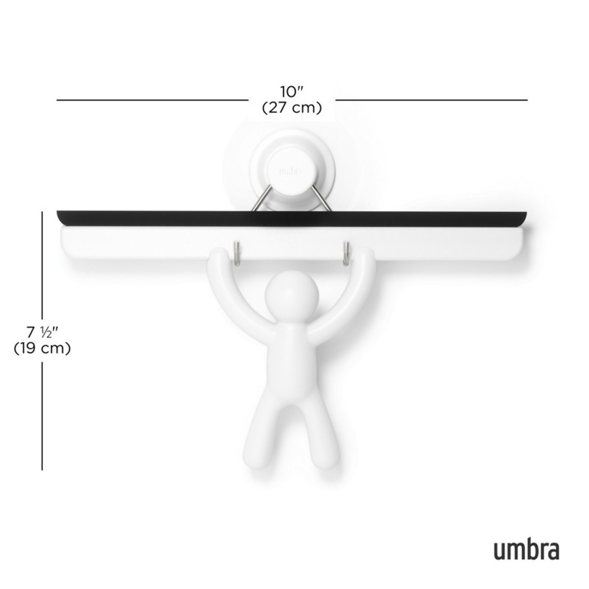 Raclette de douche à ventouse design BUDDY blanc, UMBRA