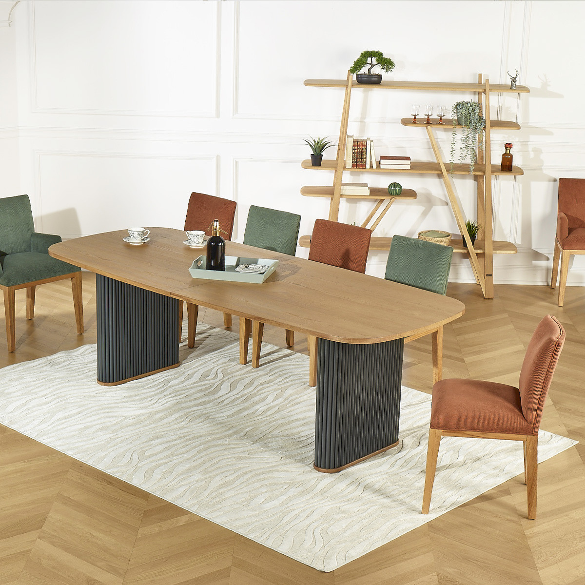 Table rectangulaire en chêne 10 couverts JOEL gris, ROBIN DES BOIS