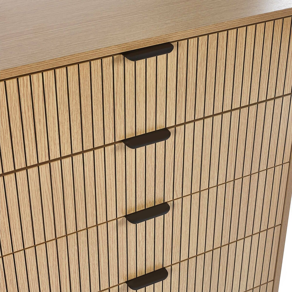 Gia Slatted Oak 5 Drawer Chest oak, SO'HOME