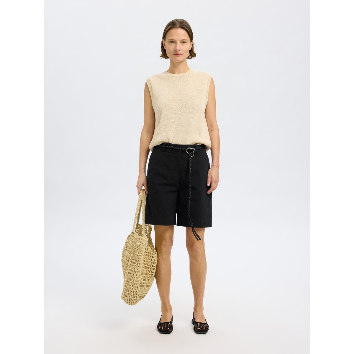 Short À Taille Haute noir - black, SELECTED