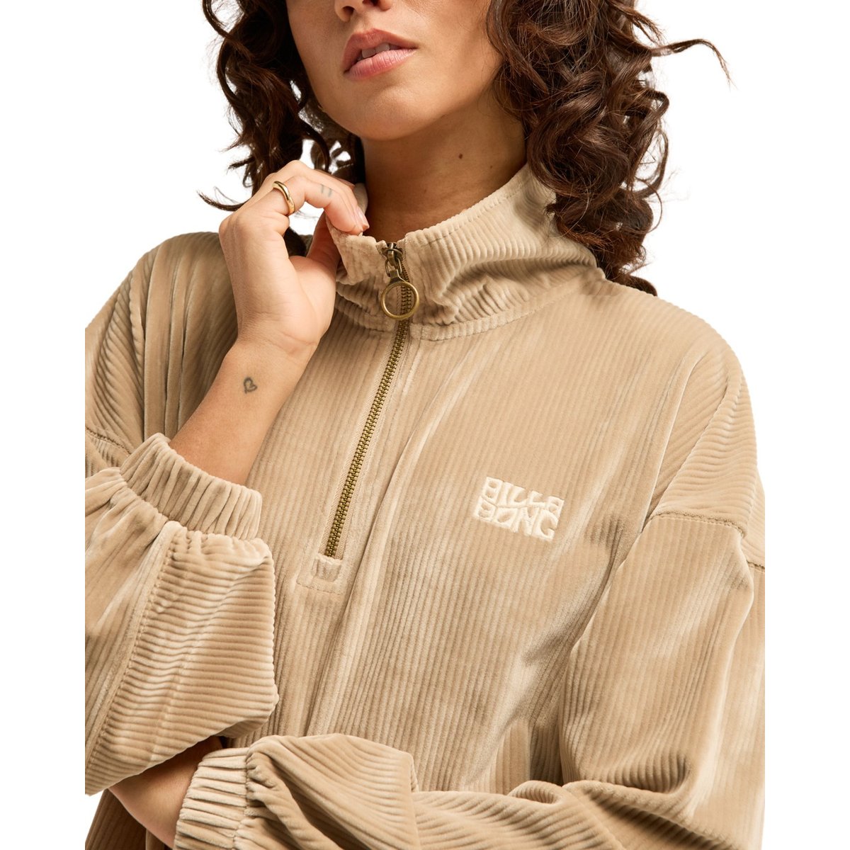Haut en maille côtelée demi-zip COFFEE TIME beige cobblestone, BILLABONG