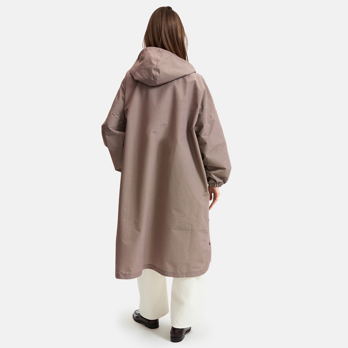 Coupe-vent vichy long à capuche carreaux vichy, LA REDOUTE COLLECTIONS