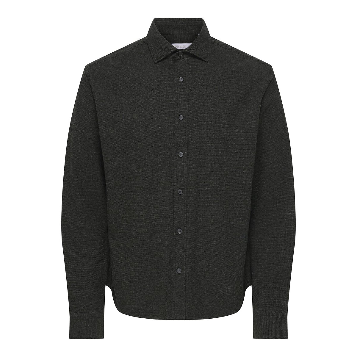 Chemise unie manches longues, coupe slim gris foncé chiné, ONLY & SONS