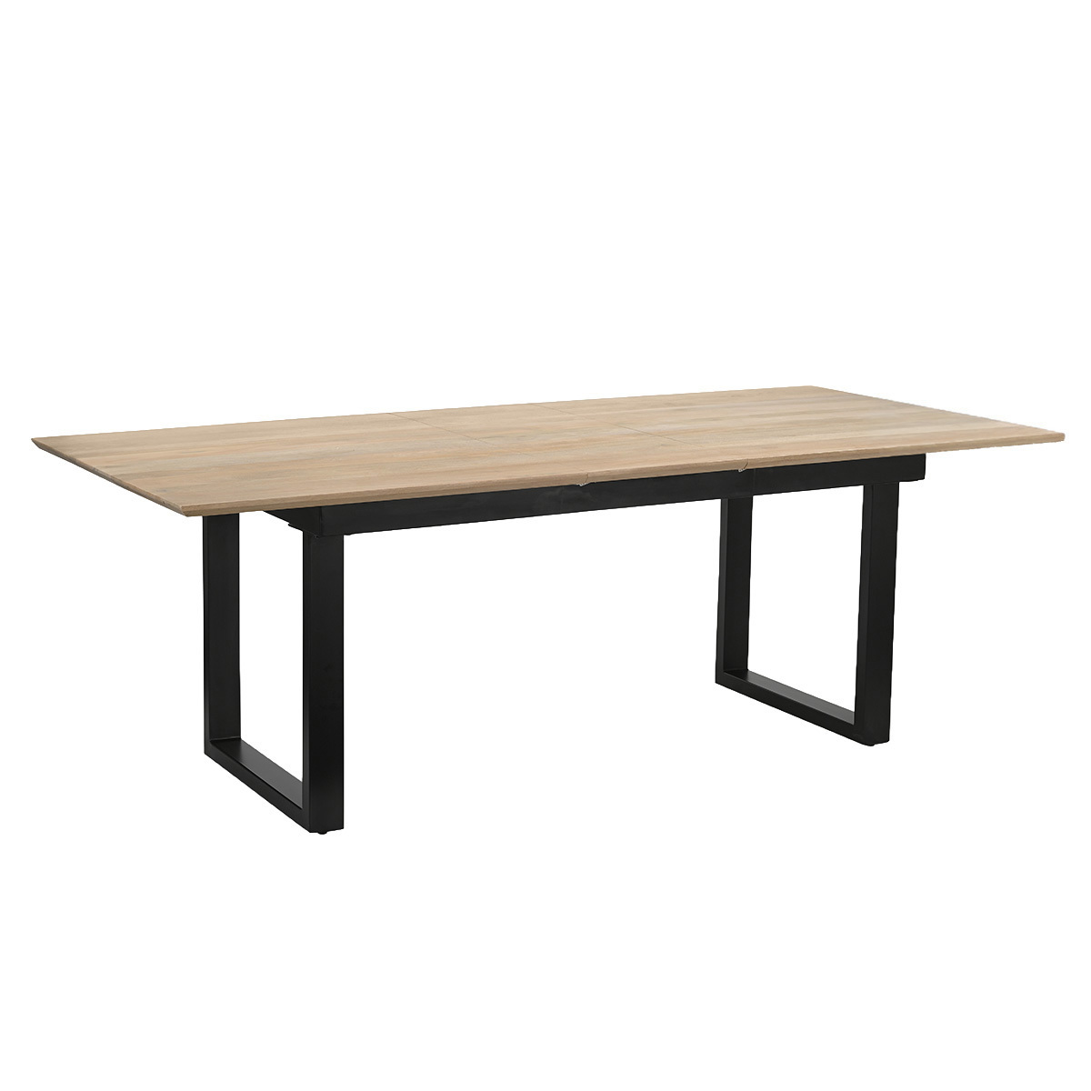 Table à manger extensible en bois clair manguier massif et métal noir L180-220 cm BRAVA couleur unique, MILIBOO
