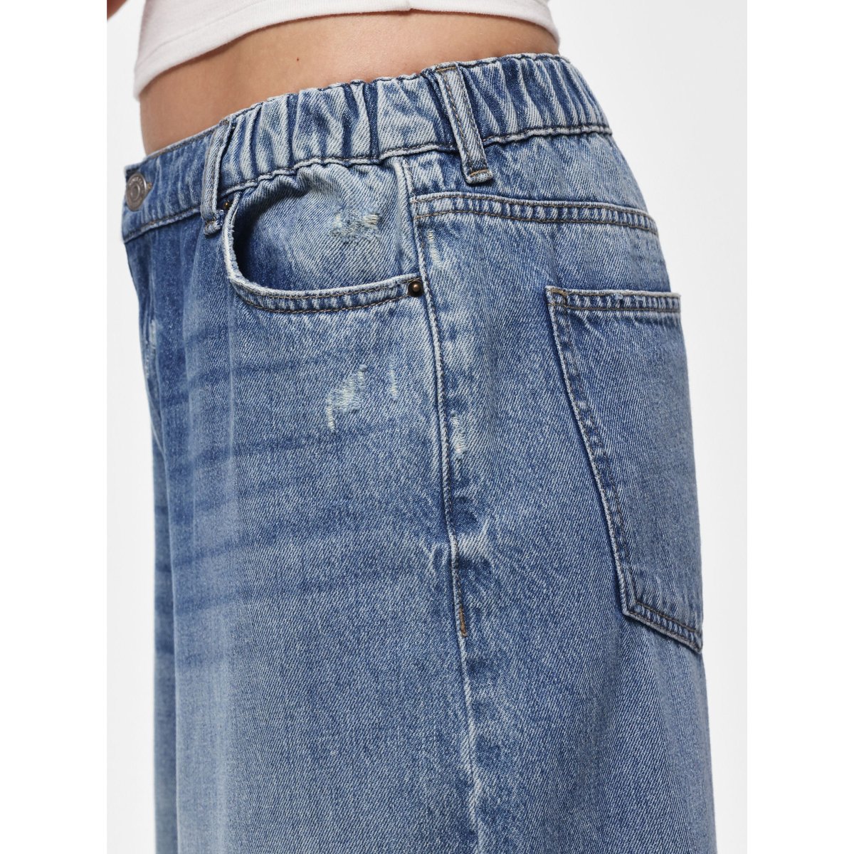 Jean À Coupe Ample medium blue denim, PIECES